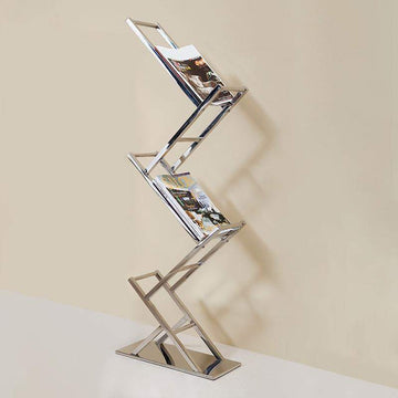 Modern Chrome Space Saving 52 Inch Bookshelf With 4 Tier-Furniture,Magazine Racks,Office Furniture